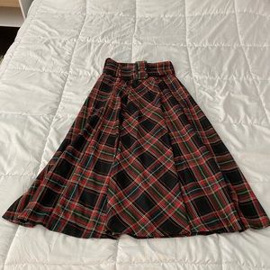 Zara Plaid Midi Skirt